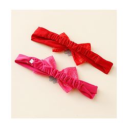 Babyhug Disney Free Size Headbands With Minnie Mouse Bow Applique - Red & Fuchsia
