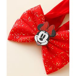 Babyhug Disney Free Size Headbands With Minnie Mouse Bow Applique - Red & Fuchsia