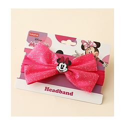 Babyhug Disney Headband With Minnie Mouse Bow Applique Free Size - Fuchsia