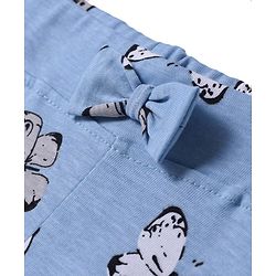 Babyhug Cotton Knit Shorts With Butterfly Print - Light Blue