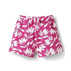 Babyhug Cotton Jersey Knit Leaves Printed Shorts Bow Applique - Fuchsia
