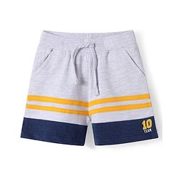 Babyhug Cotton Knit Shorts With Number Print - Light Grey