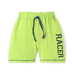 Babyhug Single Jersey Knit Shorts with Racer Text Print - Neon Green