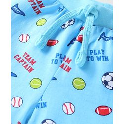 Babyhug Cotton Single Jersey Knit Striped Shorts With Ball Print Pack of 3 - Red & Blue
