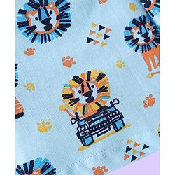 Babyhug Cotton Knit Knee Length Striped & Lion Printed Shorts Pack of 3 - Blue White & Light Blue