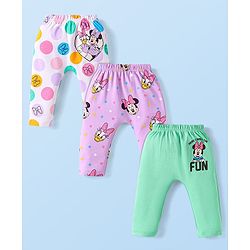 Babyhug Interlock Knit Full Length Floral & Polka Dots Printed Diaper Leggings Pack of 3 - Yellow Pink & Navy main image 0