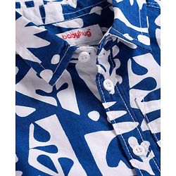 Babyhug Cotton Woven Half Sleeves Shirt with Tropical Print - Blue & White