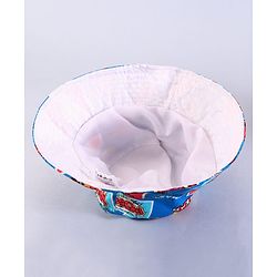 Babyhug Marvel Cotton Woven Summer Cap with Spider-man Print Blue & Red - Diameter 16 cm