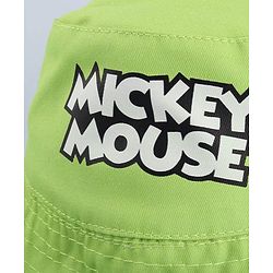 Babyhug Disney Cotton Woven Summer Cap with Mickey Mouse Graphics Light Green - Diameter 19 cm