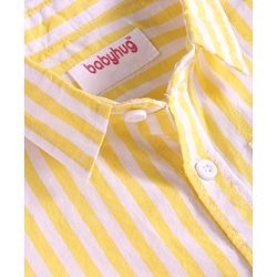 Babyhug Cotton Woven Half Sleeves Striped Shirt - Yellow