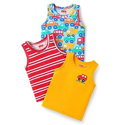 Babyhug Single Jersey Knit Mid Thigh Striped & Dino Printed Shorts Pack Of 3 - Multicolour main image 0