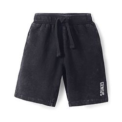 Babyhug Cotton Knit Mid Thigh Length Shorts with Text Print - Black