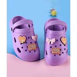 Cute Walk by Babyhug Clogs With Bow & Heart Applique - Purple