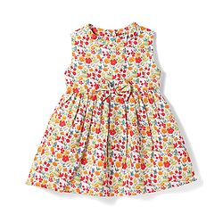 Babyhug Woven Foil Printed Sleeveless Ethnic Dress - Peach main image 0