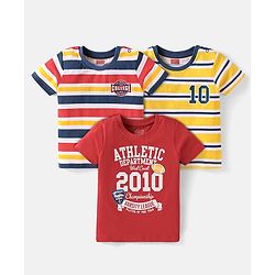 Babyhug Cotton Knit Half Sleeves T-Shirts with Football Graphics  Print Pack of 5 - Blue Green & Grey main image 1