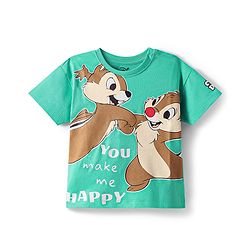 Babyhug Disney Single Jersey Knit Half Sleeves T-Shirt With Chip N Dale Graphics - Light Green