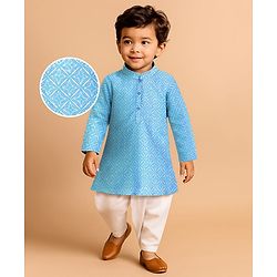 Babyhug Full Sleeves Kurta and Dhoti Set Bandhani Print - Coral