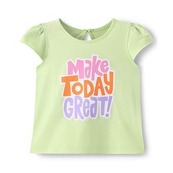 Babyhug Cotton Knit Half Sleeves T-Shirt with Make Today Great Text Print - Light Green