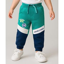 Babyhug Full Length Cotton Lounge Pant with Flamingo Print - blue