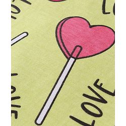 Babyhug Cotton Knit Half Sleeves Co-ords Shorts Night Suit with Hearts Print - Yellow