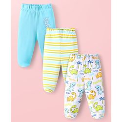 Babyhug Cotton Knit Full Length Lounge Pant with Dino Print - Green