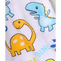 Babyhug Interlock Knit Full Length Bootie Leggings with Stripes & Dino Print Pack of 3 - Light Blue & White