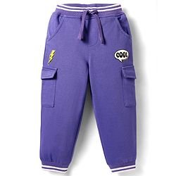 Babyhug Cotton Looper Knit Full Length Printed Lounge Pant - Purple