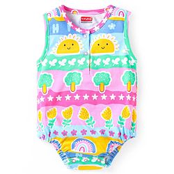 Babyhug 100% Cotton Knit Sleeveless Printed Onesie - Multicolor