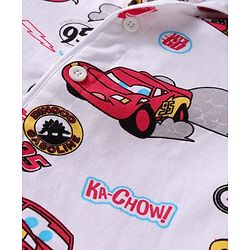 Babyhug Disney Single Jersey Knit Full Sleeves Night Suit With Cars Graphics - White