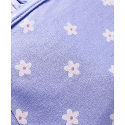 Babyhug 100% Cotton Cap with Floral Print & Frill Detailing Purple - Diameter 13cm