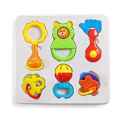 Babyhug Baby Rattle With Teethers For Newborn Babies,Non-Toxic Plastic PacK of 6- Multicolor