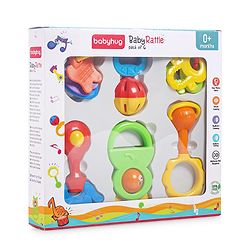 Babyhug Baby Rattle With Teethers For Newborn Babies,Non-Toxic Plastic PacK of 6- Multicolor