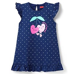 Babyhug Cotton Jersey Knit Frill Sleeves Floral Printed Frock- Multicolour