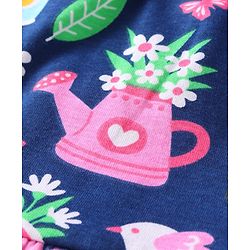 Babyhug Cotton Knit Front Open Full Sleeves Night Suit with Floral Print - Navy Blue