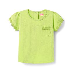 Babyhug Cotton Knit Half Sleeves T-Shirt with with Floral Detailing - Light Green