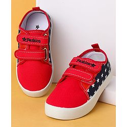 Cute Walk by Babyhug Velcro Closure Casual Shoes with Star Print - Red