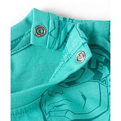 Babyhug Marvel Single Jersey Knit Full Sleeves Night Suit with Avengers Graphics - Mint