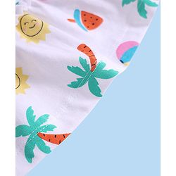 Babyhug Cotton Woven Sleeveless Tiered Frock with Tropical Theme Print - White