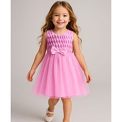 Babyhug Woven Sleeveless Ethnic Dress with Full Sleeves Embroidered & Sequined Border Jacket - Fuchsia main image 1