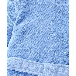 Babyhug Velour Knit Full Sleeves Microfiber Hooded Bath Robe With Prince Embroidery - Blue