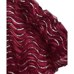 Babyhug Woven Sleeveless Party Dress With Sequin Detailing & Floral Corsage - Wine