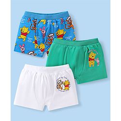 Babyhug Disney Interlock Knit Diaper Leggings with Winnie The Pooh  Graphics Pack of 3- Yellow White & Blue main image 0