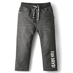 Babyhug Denim Full Length with Stretch Washed Jeans With Butterfly Embroidery- Blue main image 0