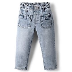 Babyhug Denim Full Length Washed Jeans With Stretch & Pockets - Light Blue