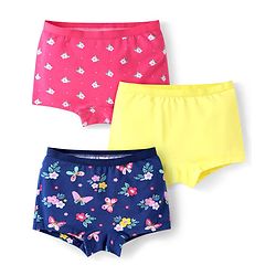Babyhug Cotton Lycra Knit Hipsters with Butterfly Print Pack of 3 - Pink Yellow & Blue