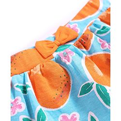 Babyhug Single Jersey Knit Sleeveless Top & Frill Skirts Set with Orange Print - Orange & Blue