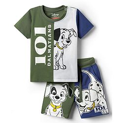 Babyhug Disney Single Jersey Knit Half Sleeves T-Shirt & Shorts Set With 101 Dalmatians Graphics - Multicolor