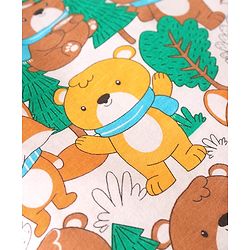 Babyhug 100% Cotton Knit Sleeveless Sando with Bear Print - White Yellow & Brown