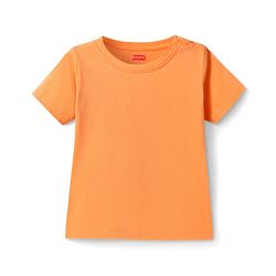 Babyhug Cotton Knit Half Sleeves Solid Color T-Shirt - Orange