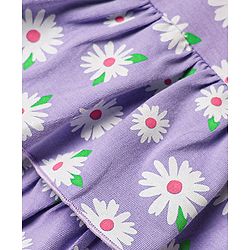 Babyhug Cotton Knit Sleeveless Frock With Floral Print & Headband - Lilac